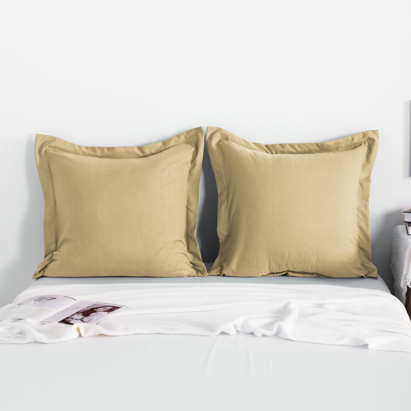 Bed Pillow Shams, 1800 Brushed Microfiber Oxford Pillowcases - NTBAY, Khaki