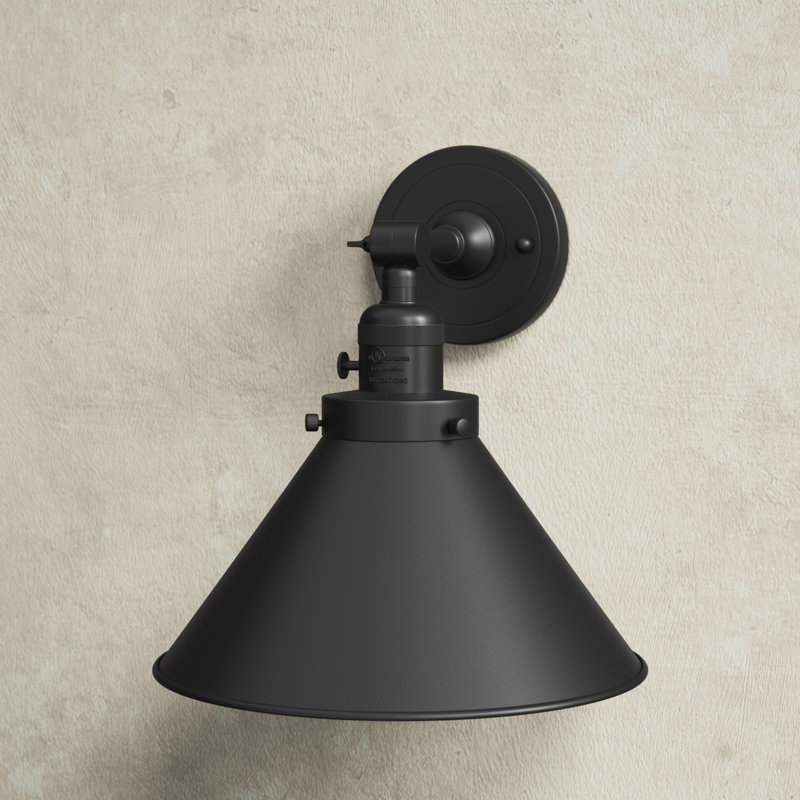 Dillon 1 - Light Dimmable Armed Sconce, 3 W LED Vintage Dimmable Bulb, Matte Black, Matte Black