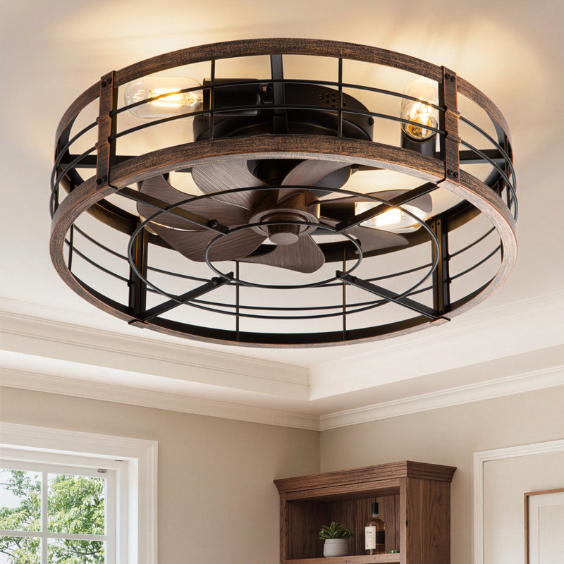 Ventilateur de plafond encastré moderne noir et doré avec ensemble d'éclairage et télécommande Abram pour chambre à coucher et espace de vie 20 po Abram