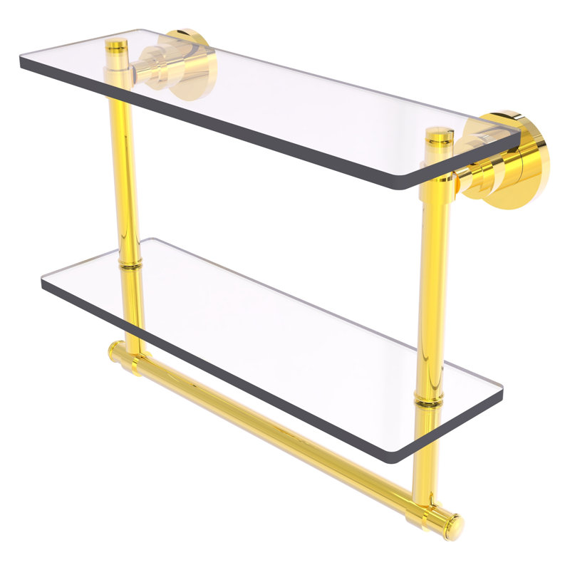 Arviso 2 Piece Tiered Shelf with Towel Bar, Polished Brass