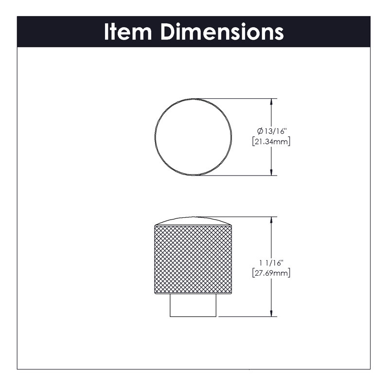 Verge Cylindrical Knob, Stainless Steel