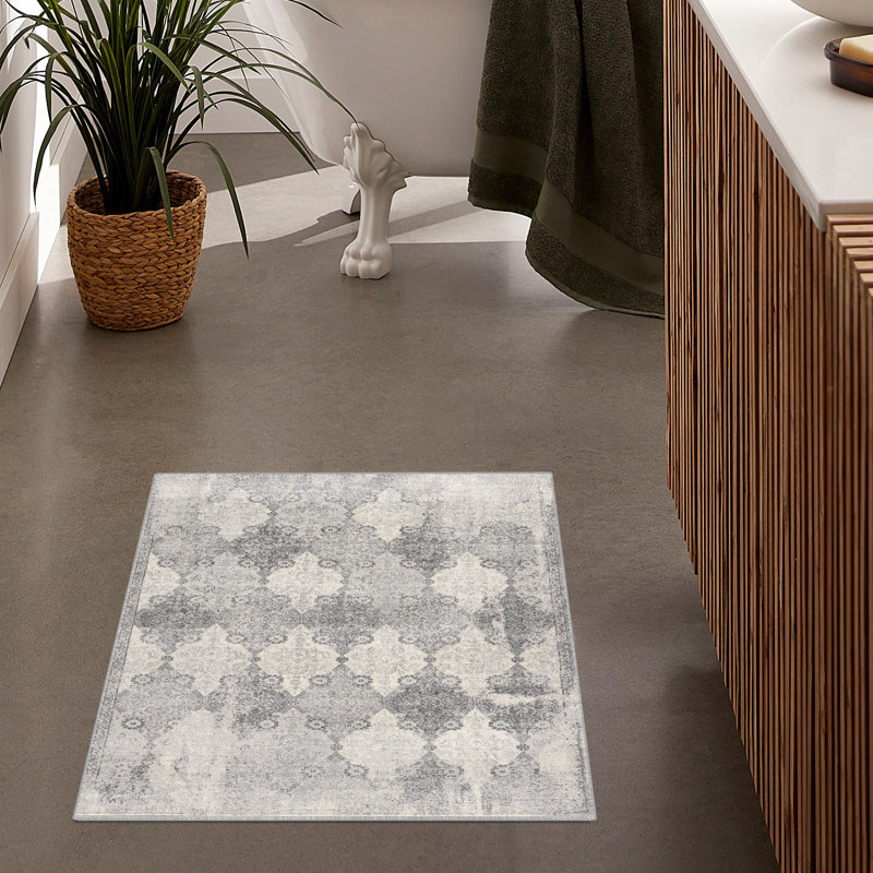 Tapis décoratif gris à motif géométrique Rainier, Rectangulaire 8 pi x 11 pi