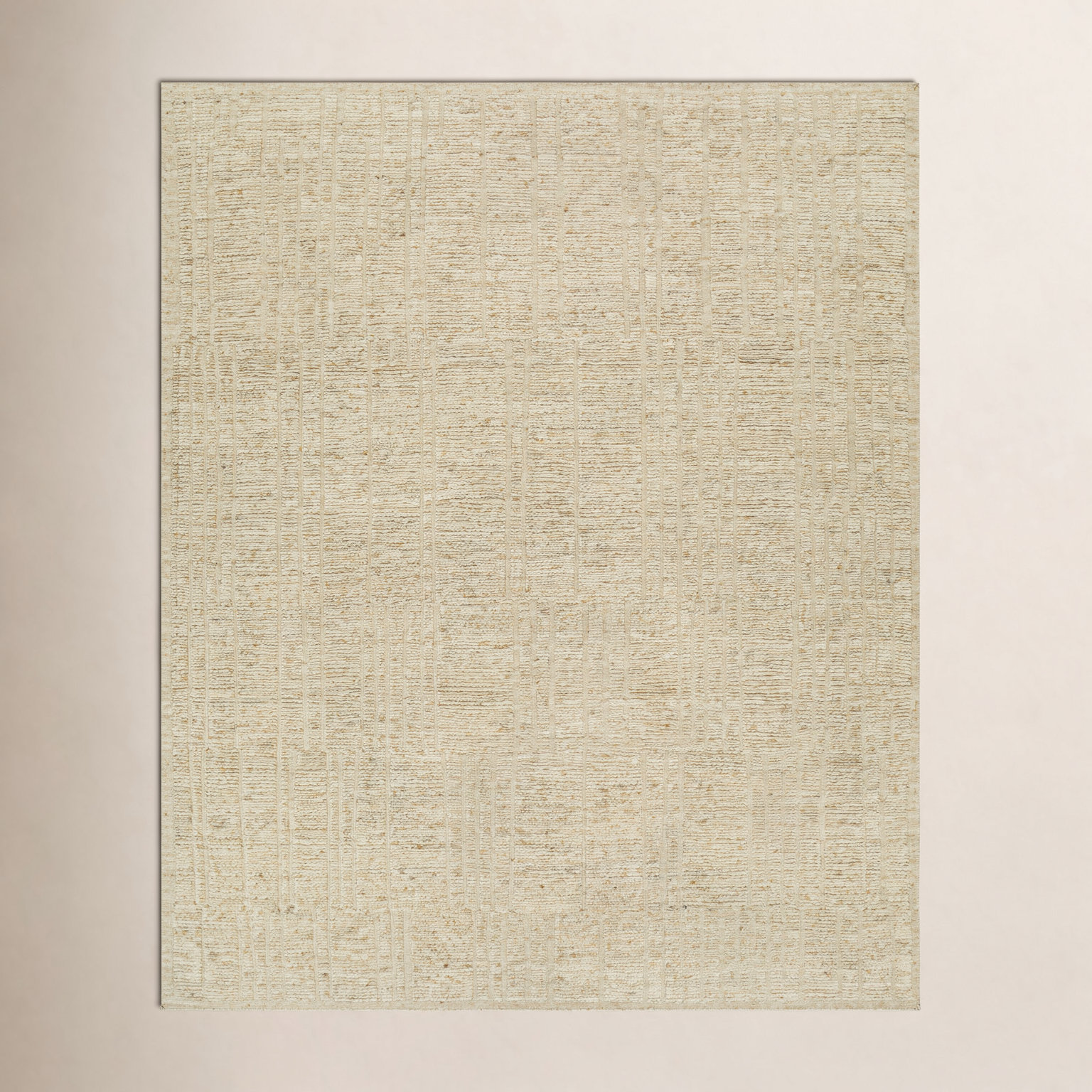 Gitte Hand-Knotted Beige Wool Rug, Rectangle 9' x 12'