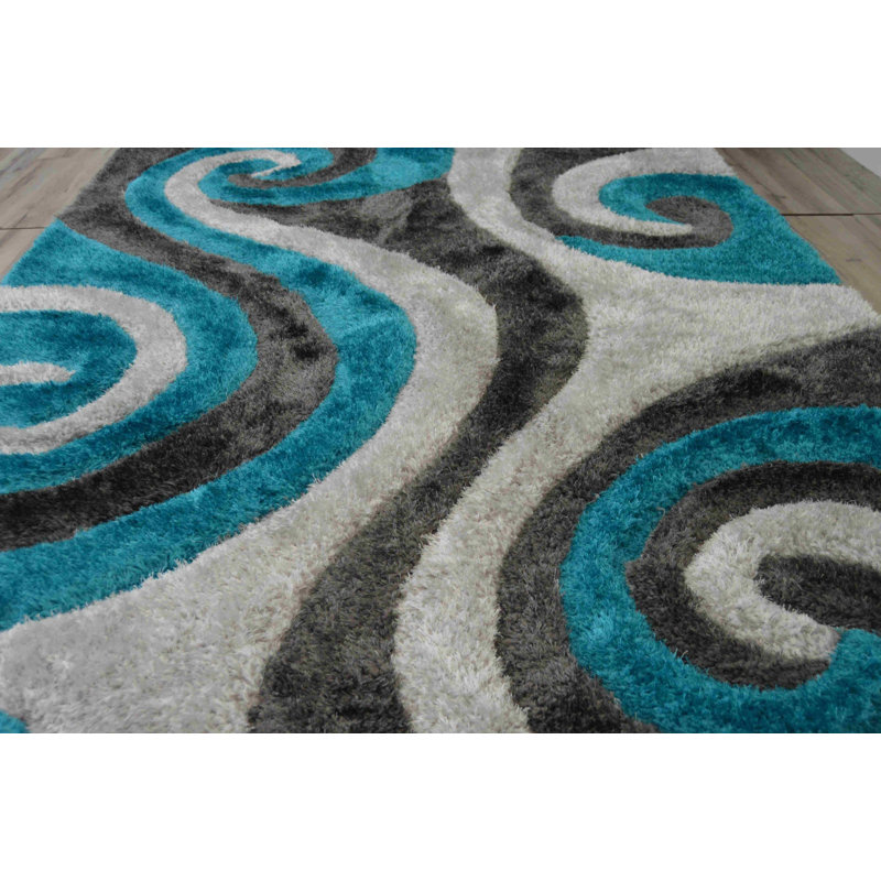 Modern Arriola Shag Abstract Geometric Rug For Living Room Bedroom, Rectangle 7'10" x 10'10"