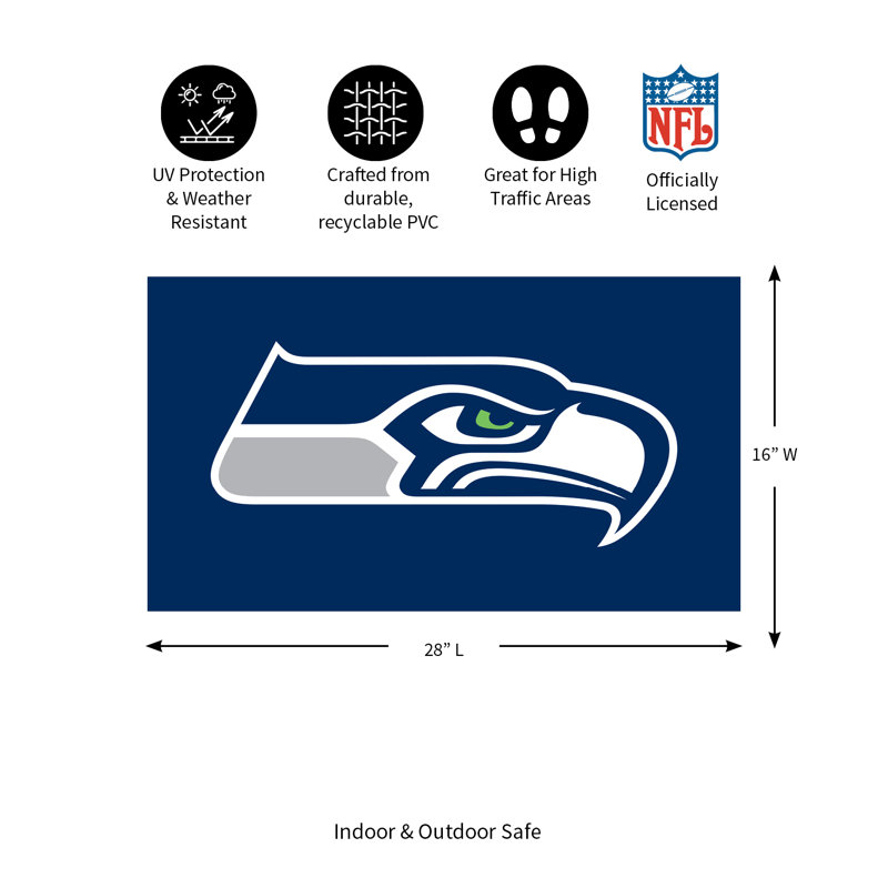 Tapis polychrome en PVC, 16 po x 28 po, Seahawks de Seattle