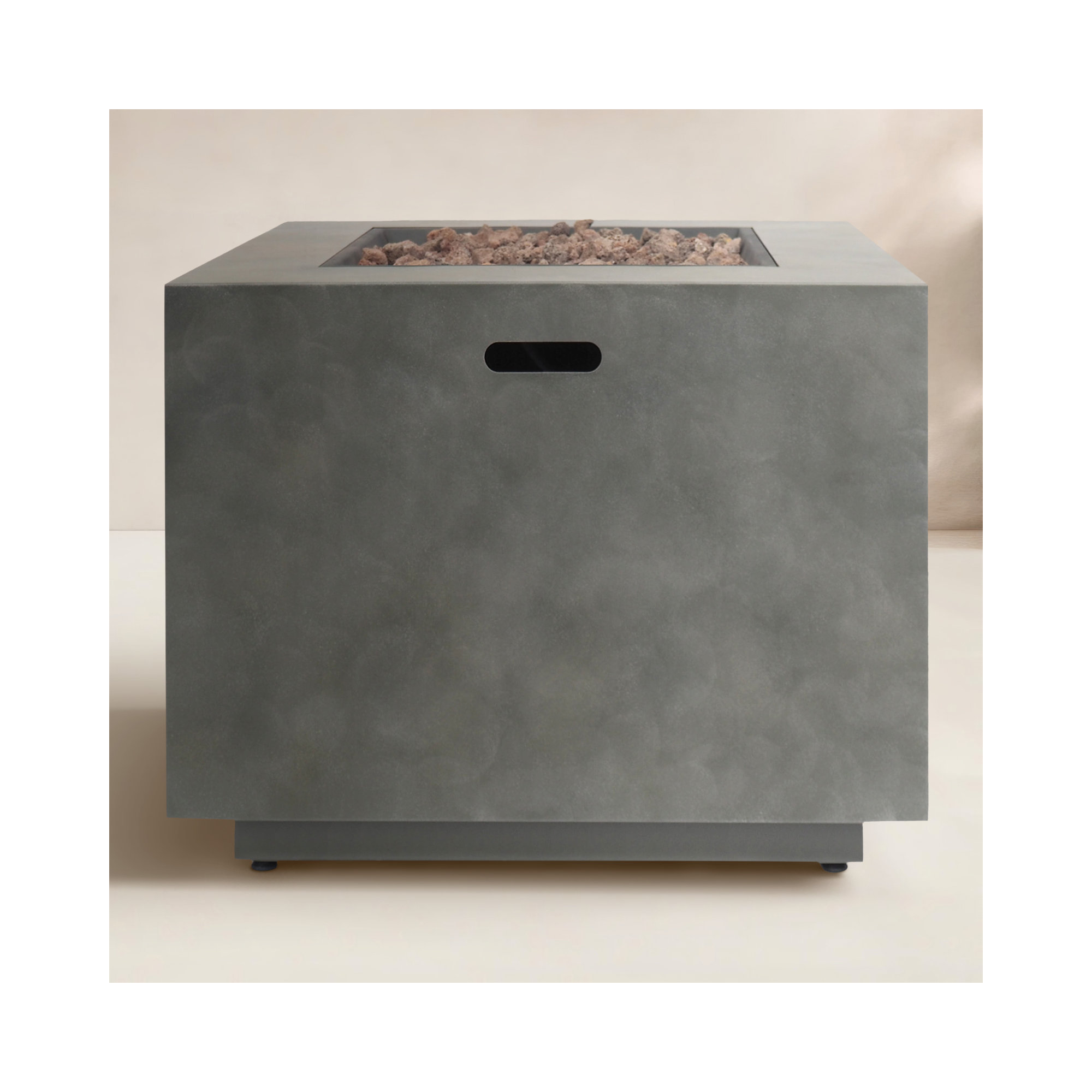 Alsacia Square Concrete Fire Pit Table, Concrete