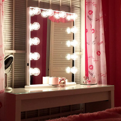 Hollywood Glow Lite XL Vanity Mirror with 12 Clear LED Bulbs Dressing Mirror with Dimmer Switch
