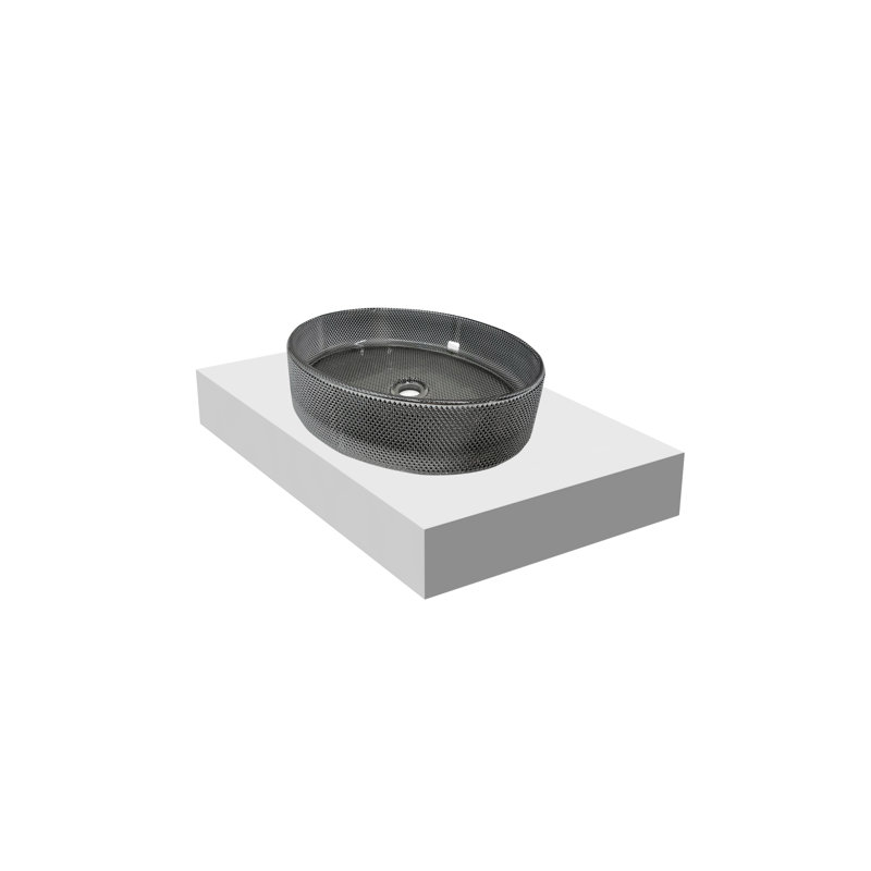 Vasques décoratives ovales en cristal 20 "avec base blanche 30", Noir