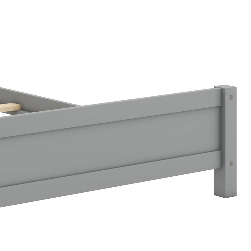 Lit plateforme avec tête de lit bibliothèque et lumière DEL à détection de mouvement, Gris, Double