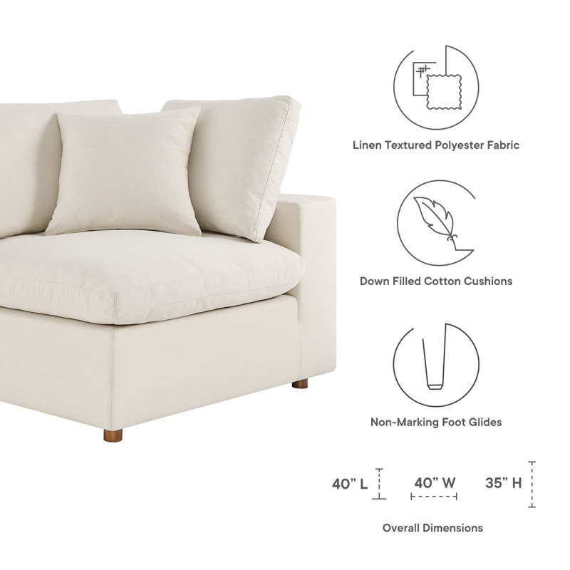 Light Beige Linen 7-Piece Sectional Sofa with Ottoman