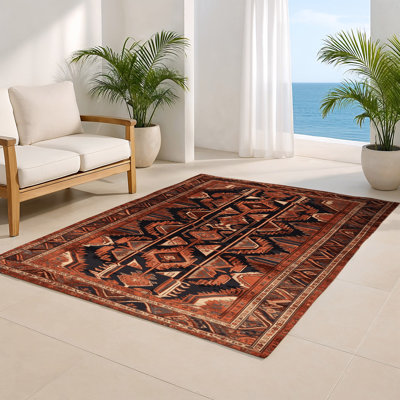 Tapis d'intérieur et d'extérieur brun Persian
