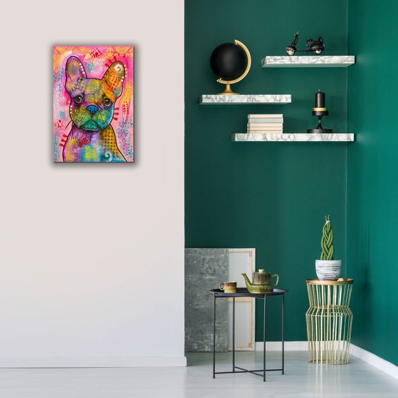 «Frenchie» par Dean Russo, art mural sur toile, H 26 po x l 18 po