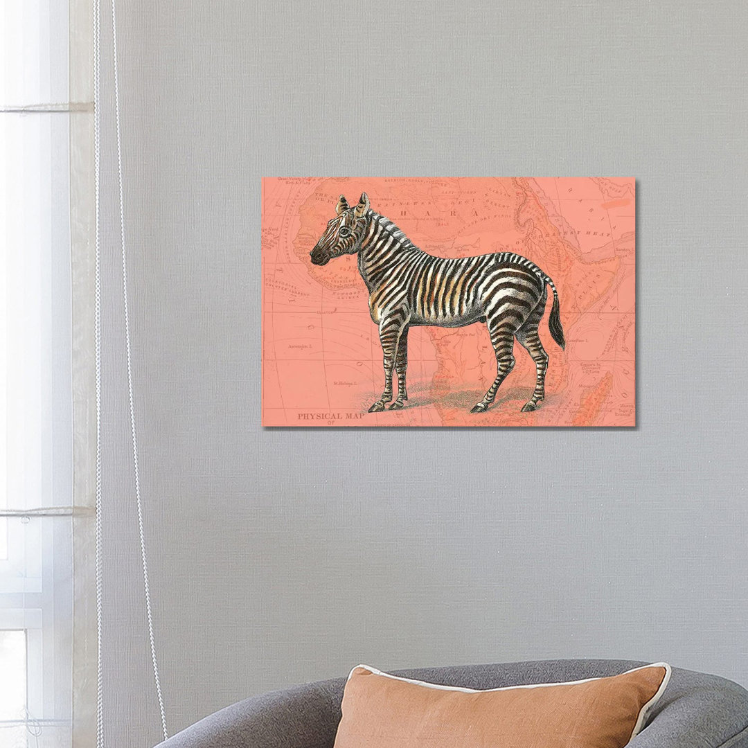 Afrikanische Tiere auf Koralle IV von Studio W - Galerie-verpackte Leinwand Giclée auf Leinwand