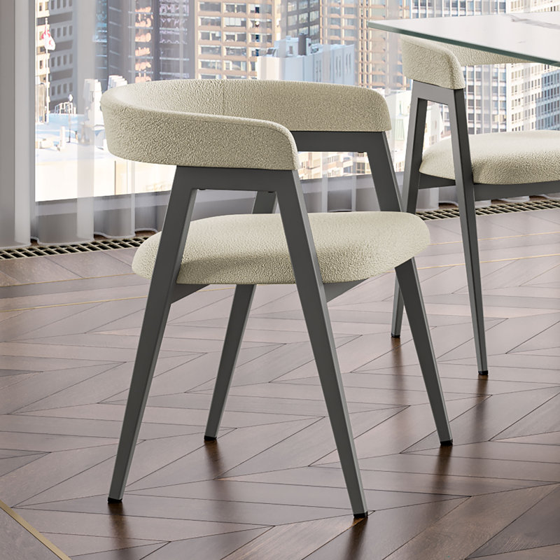Chaise avec accoudoirs Evelio, Crème, Gris foncé