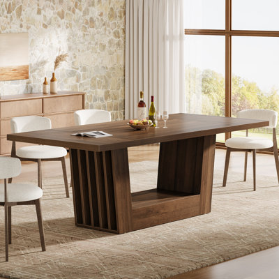 63-inch Farmhouse Dining Room Table, Rectangular Kitchen Table for 4-6 by Millwood Pines