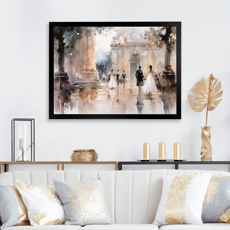 Impression sur toile Fashion Impressionist Elegance II, Cadre simple noir, H 24 po x l 32 po x P 1 po