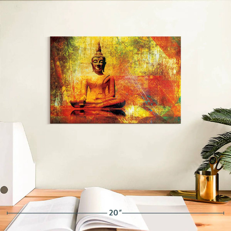 Statue de Bouddha assis Leisha, H 8 po x l 12 po