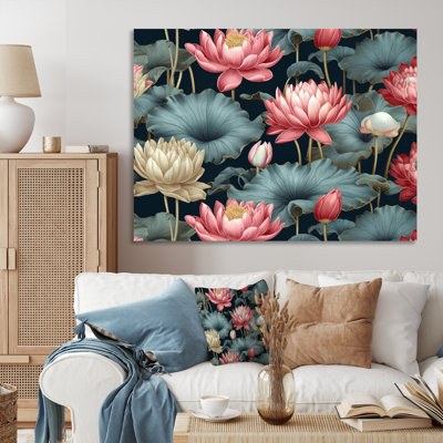 «Red Green Lotus Ponds III», reproduction sur toile