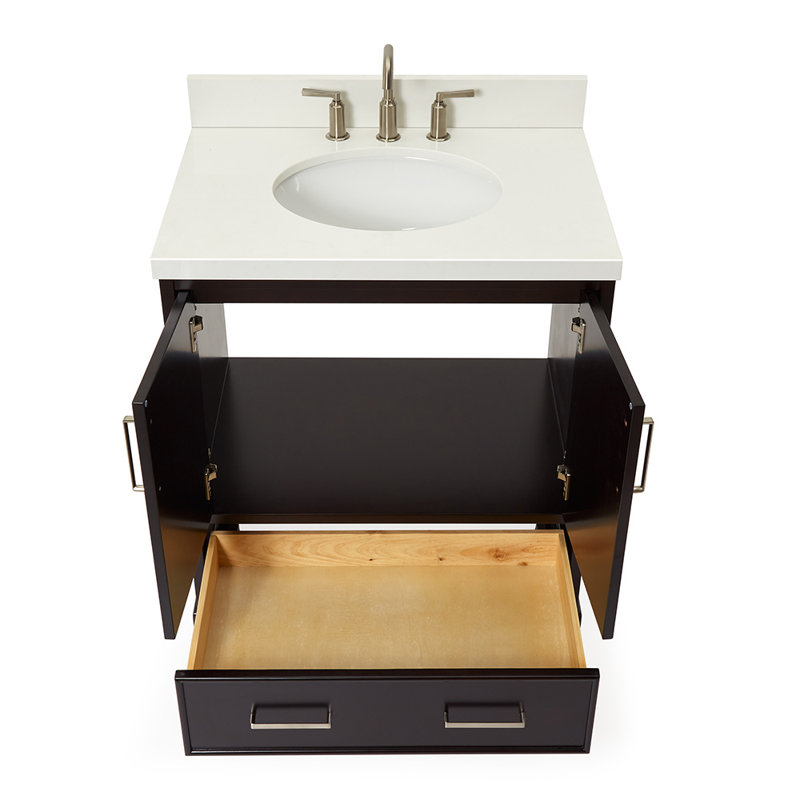 Meuble-lavabo simple avec plateau Abshire 31, Espresso