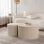 Table basse ronde en bois de style olive à piédestal robuste fabriquée à la main pour le salon-49394975