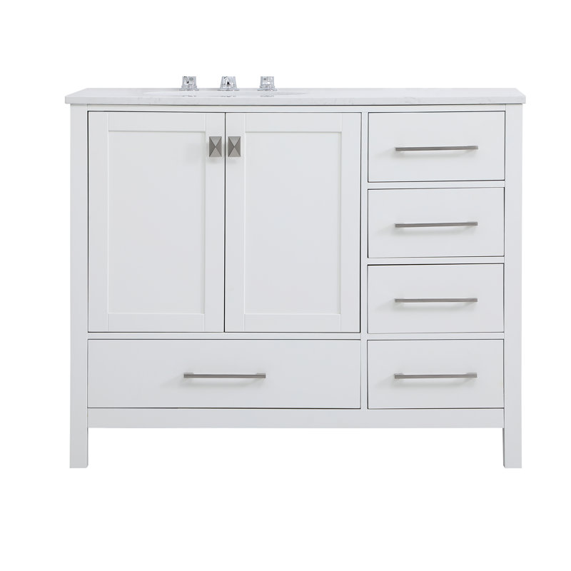 Aralynne 42'' Single Bathroom Vanity with Engineered Marble Top