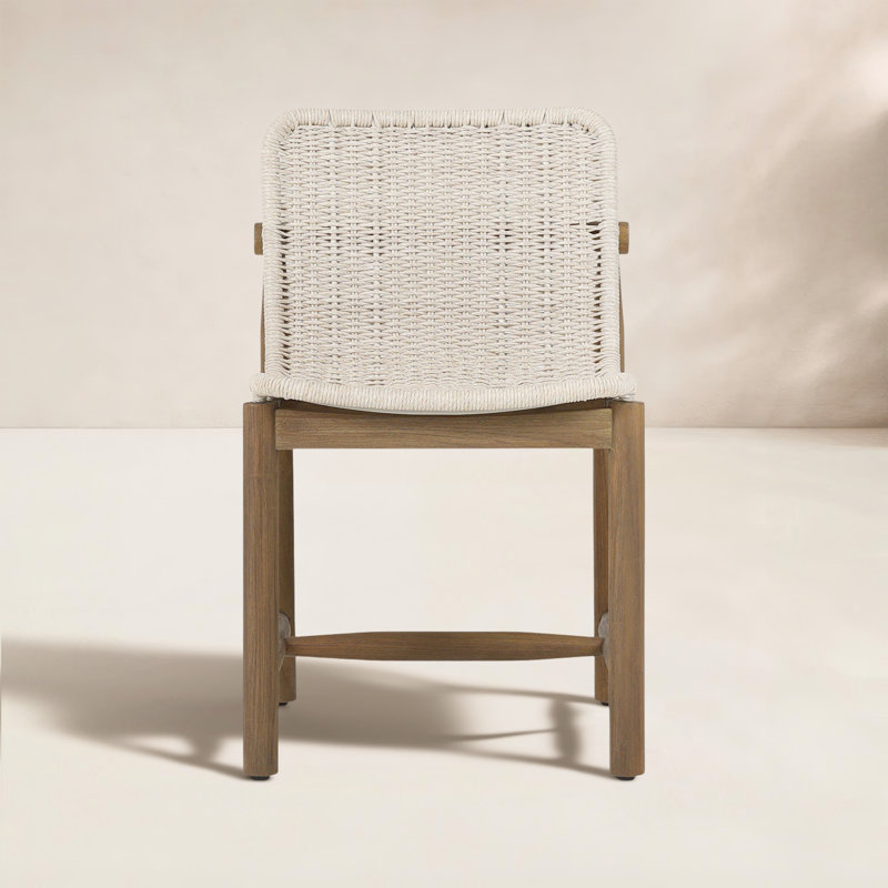 Dume Outdoor Dining Chair, White/Brown