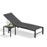 Patio Metal Stackable Reclining Chaise Lounge With Aluminum Side Table