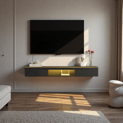 Meuble télé flottant fixé au mur avec 16 DEL de couleur