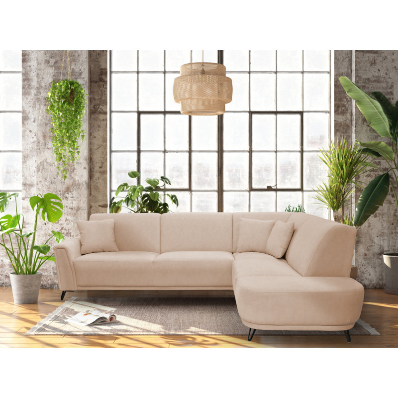 Vecellio 4 Seater Corner Sofa , Beige, Right facing