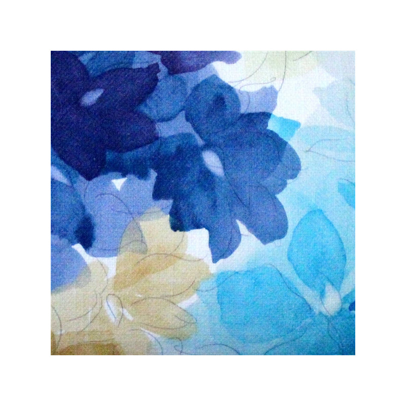 Coussin en coton May Flower, Bleu