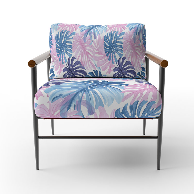 Chaise rembourrée Tropical, Bras ronds bruns