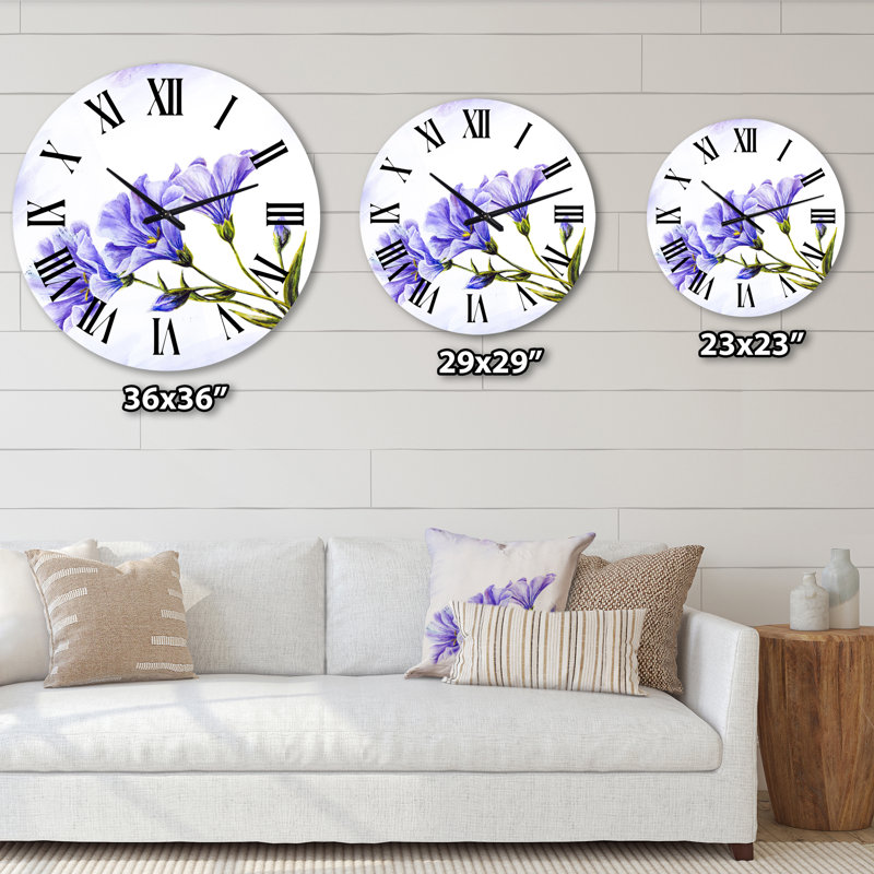 Blue Wildflowers - Horloge murale traditionnelle, Surdimensionné