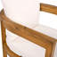 Chaise de salle à manger en bois d'acacia Abaco, finition teck avec coussin beige, ensemble de 2
