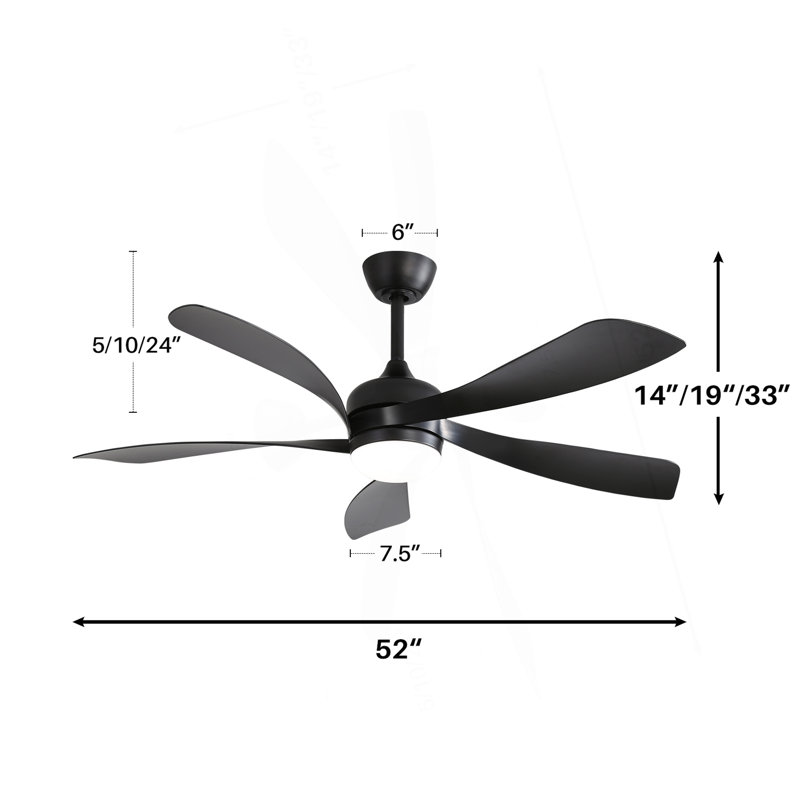 Ventilateur de plafond moderne de 52 pouces avec 3 moteurs à courant continu réversible à télécommande et 5 pales en ABS à intensité variable