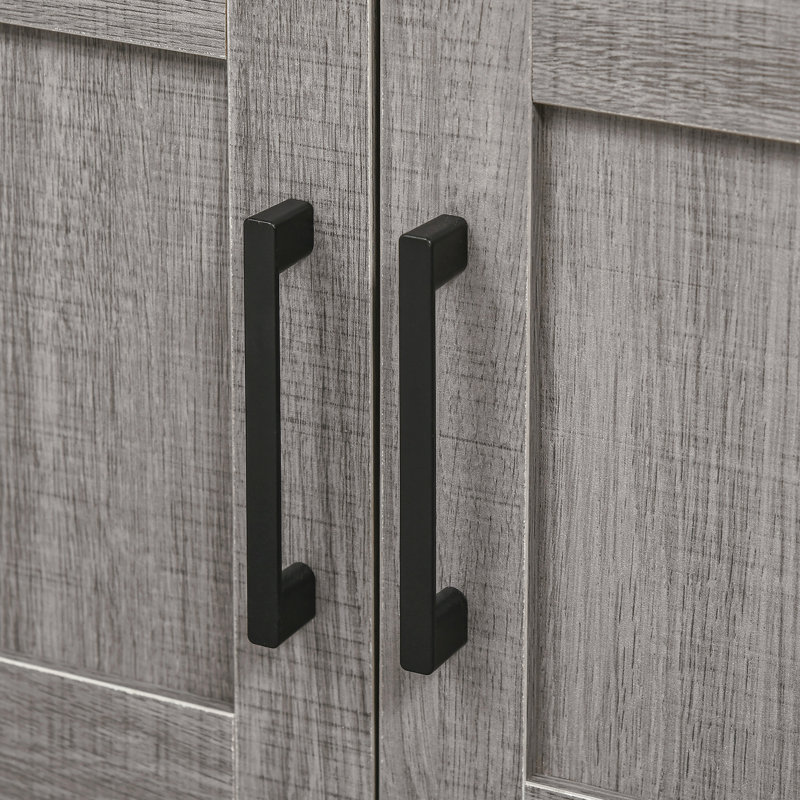 (Sans évier) Armoire de rangement à piédestal, armoire de salle de bain sous le lavabo avec 2 portes et tablette ouverte, meuble-lavabo, gris
