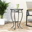 Table d'appoint brillante avec touche mosaïque et base en métal robuste, l 14 po x P 14 po H 21,25 po, céramique rouge-jaune, structure en fer latérale surprenante requise, + carreaux de céramique,