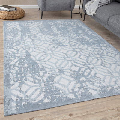Carina Washable Rugs Geometric Design in Blue