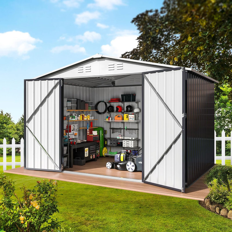 Remise de rangement en métal l 6 pi x P 8 pi avec structure en acier renforcé et portes verrouillables