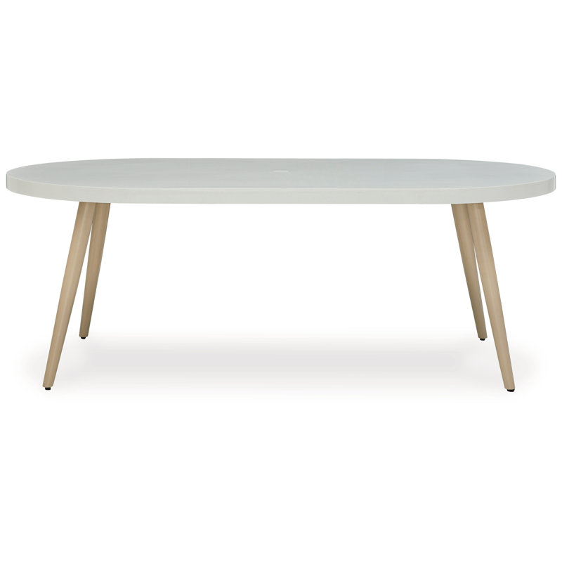 Breshae Oval Metal Outdoor Dining Table With Umbrella Hole , 80'' in. W 42'' in. D