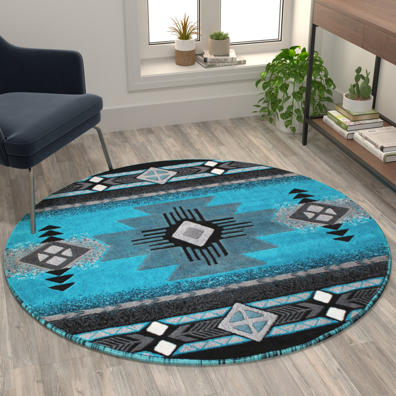 Leitha traditionnel en fibre d'oléfine, Rond 5 pi