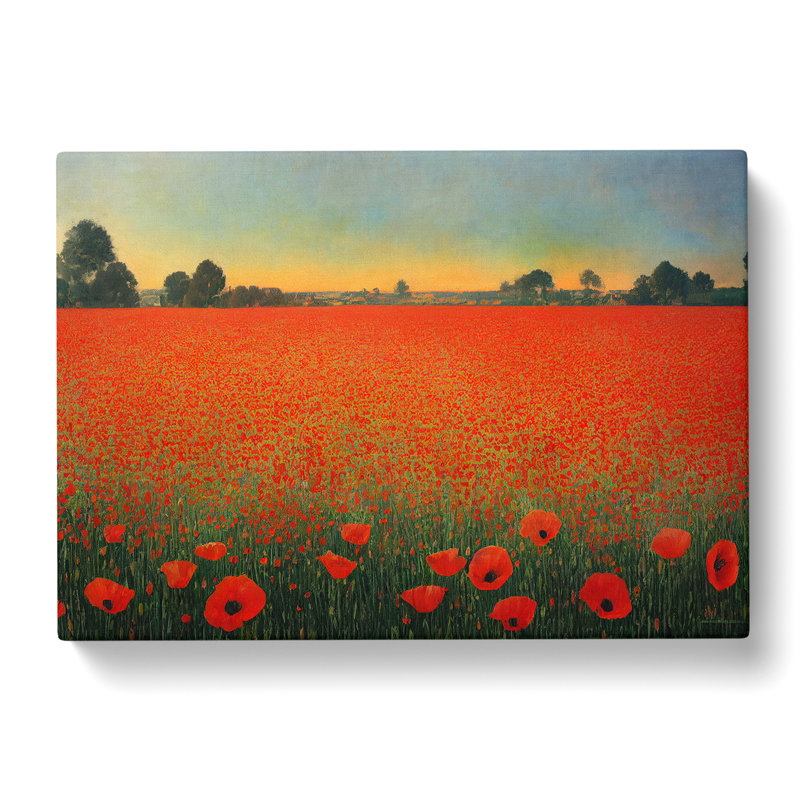Intense Poppy Field Flowers - Wrapped Canvas, 40cm H x 60cm W x 3cm D