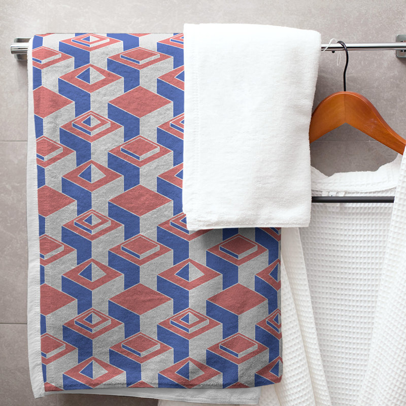 Jordao Bath Towel, Salmon/Blue/Pink