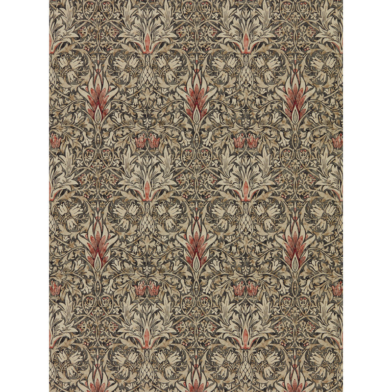Morris Archive IV Snakeshead Wallpaper, Charcoal/Spice