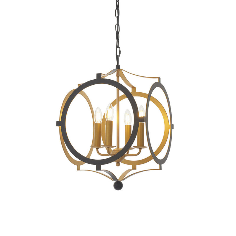 Natascha 4 - Light Geometric Chandelier, Matte Black/Gold