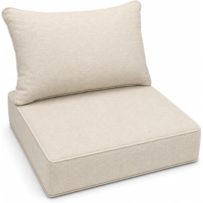 Ensemble de coussins d'extérieur de 15 cm d'épaisseur, imperméables et résistants à la décoloration, avec housses amovibles pour mobilier de jardin, 61 x 61 cm, beige