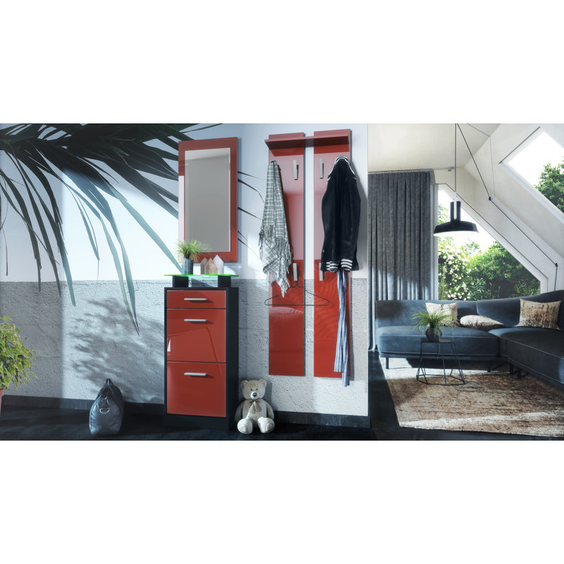 Mcclinton V2 Mini Hallway Set, Burgundy (glossy)/Black (matt), Yes