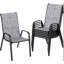 Chaises de patio empilables, tissu Textilène durable avec accoudoirs, cadre en métal robuste, chaises de salle à manger d'extérieur ergonomiques à séchage rapide pour la cour arrière et le bord de la piscine (gris, 6 pièces)-109080129-126637973