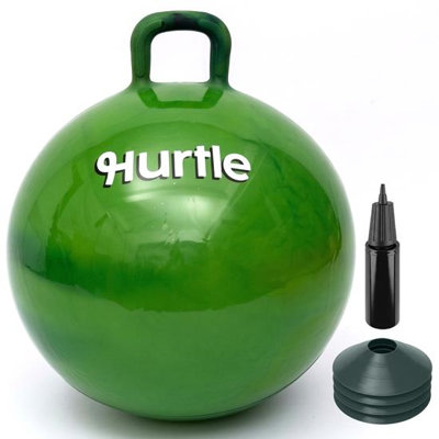 Hurtle 20 Inch Marble Hopper Ball with Handle, Pump & Cones – Kids Indoor/Outdoor Play (Army Green)