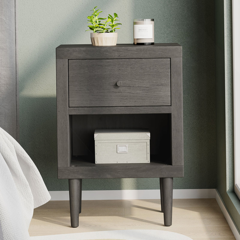 Rehaussez votre chambre à coucher avec l'attrait intemporel de cette table de chevet d'inspiration Mid-Century.