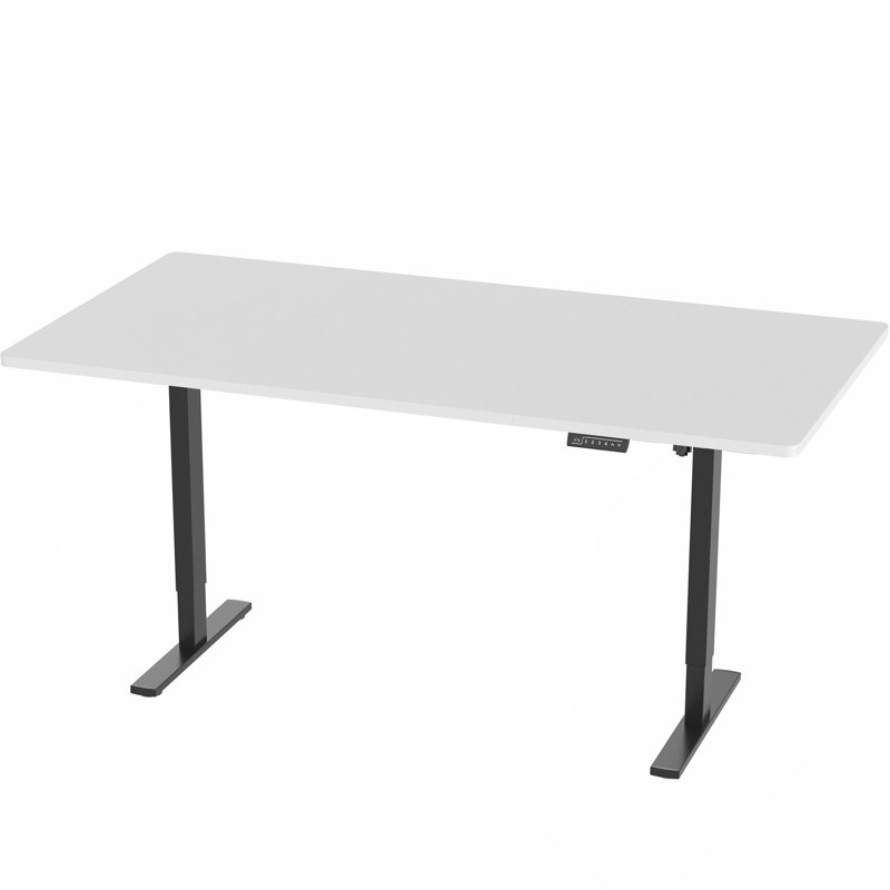 Vivo Electric Stand Up Desk Workstation, 82.7" W, White, Black